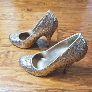 Gold Glittery Sparkly Heels